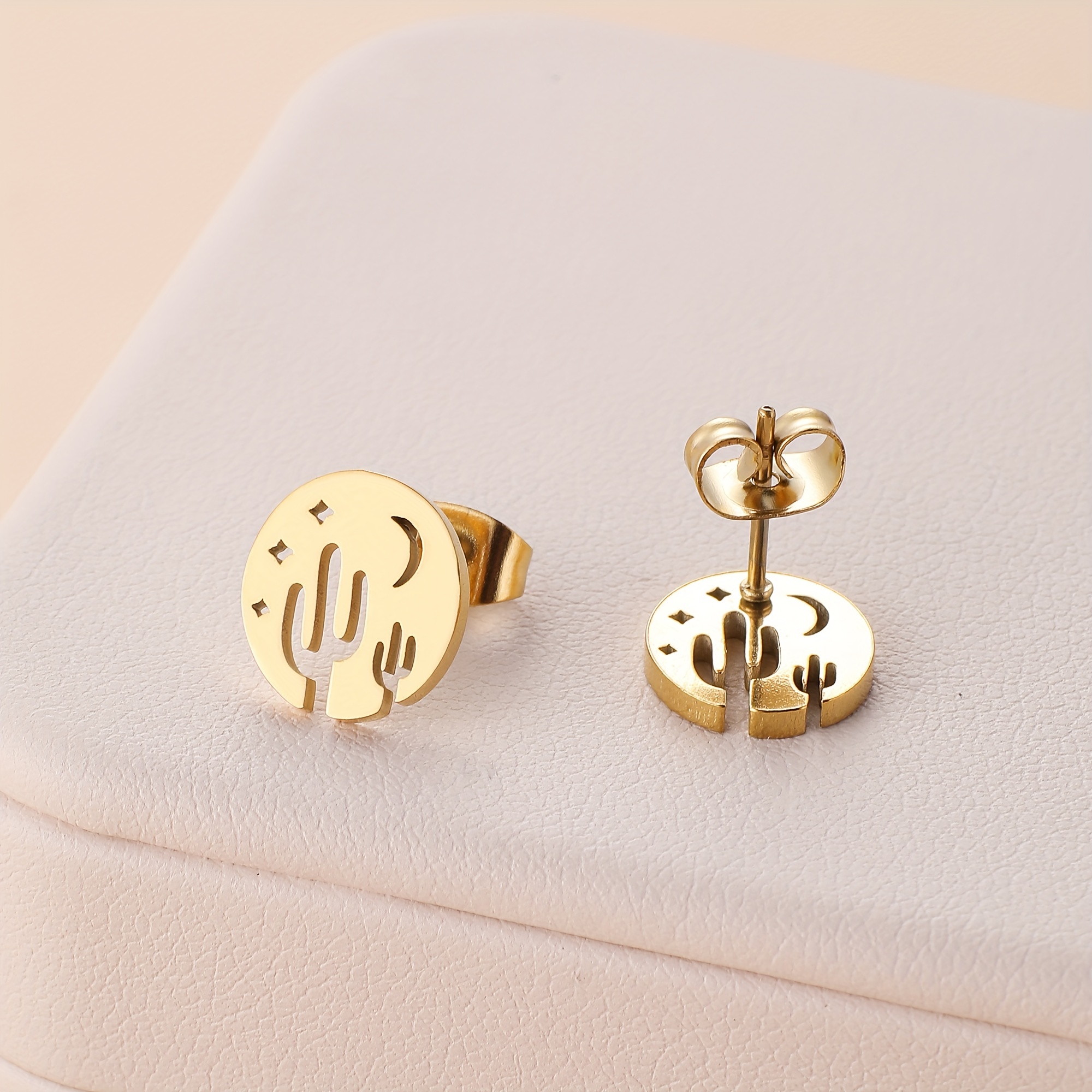 Women's Minimalist Celestial Stud Earrings — Stainless Steel